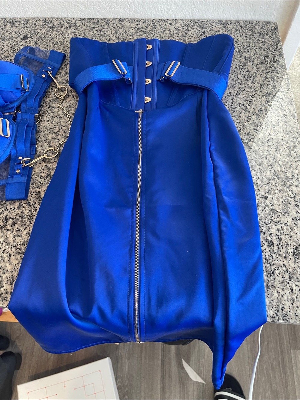 Honey Birdette cobalt blue harness lingerie set - Picture 3 of 8